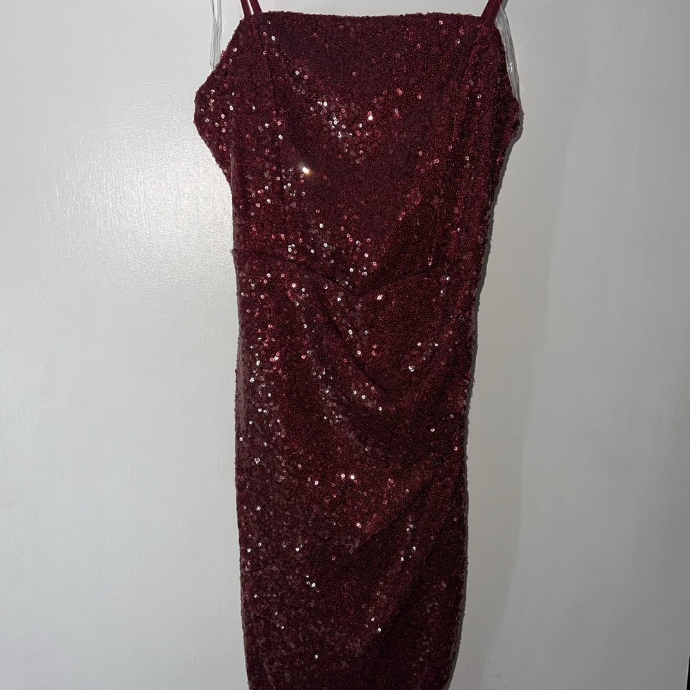 Emerald Sundae Burgundy Sequin Mini Dress